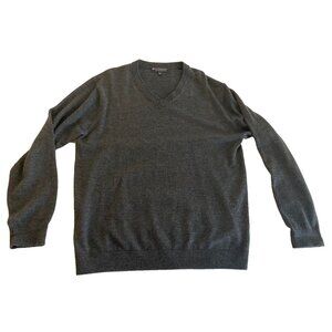 Hart Schaffner Marx Wool Sweater Men's Large Gray Extra Fine Merino Soft Light